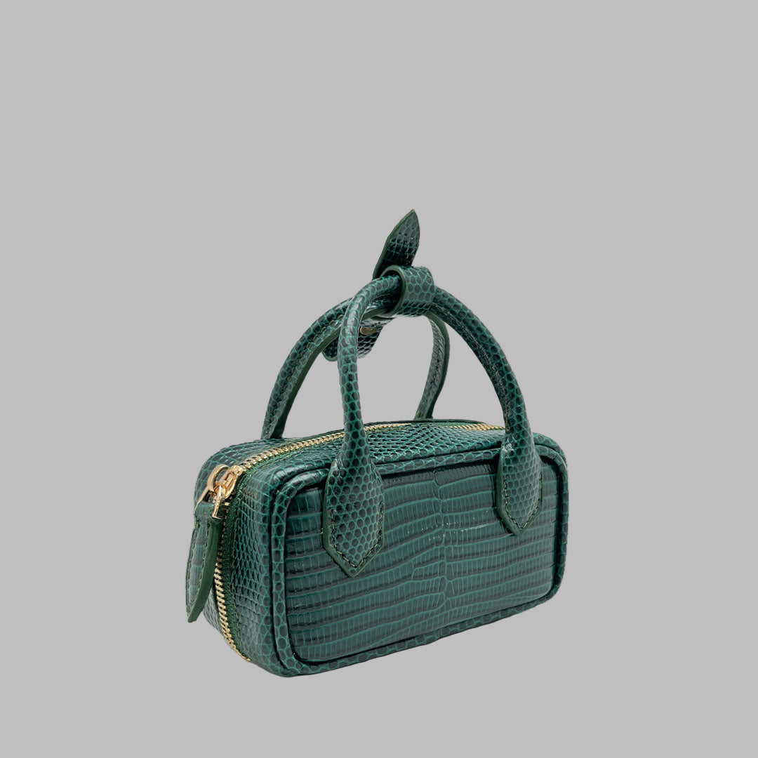 MICRO LISBON STRETCH LIZARD DARK GREEN