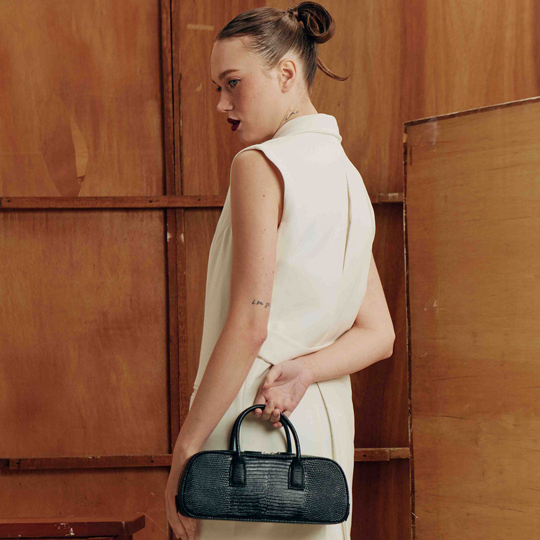 LUCCA STRETCH BLACK LIZARD