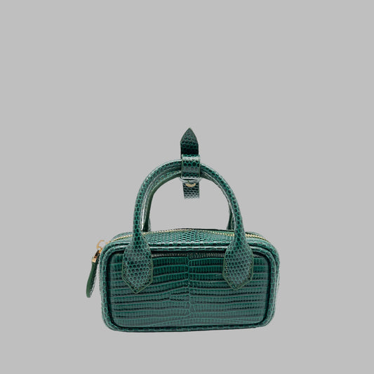 MICRO LISBON STRETCH LIZARD DARK GREEN