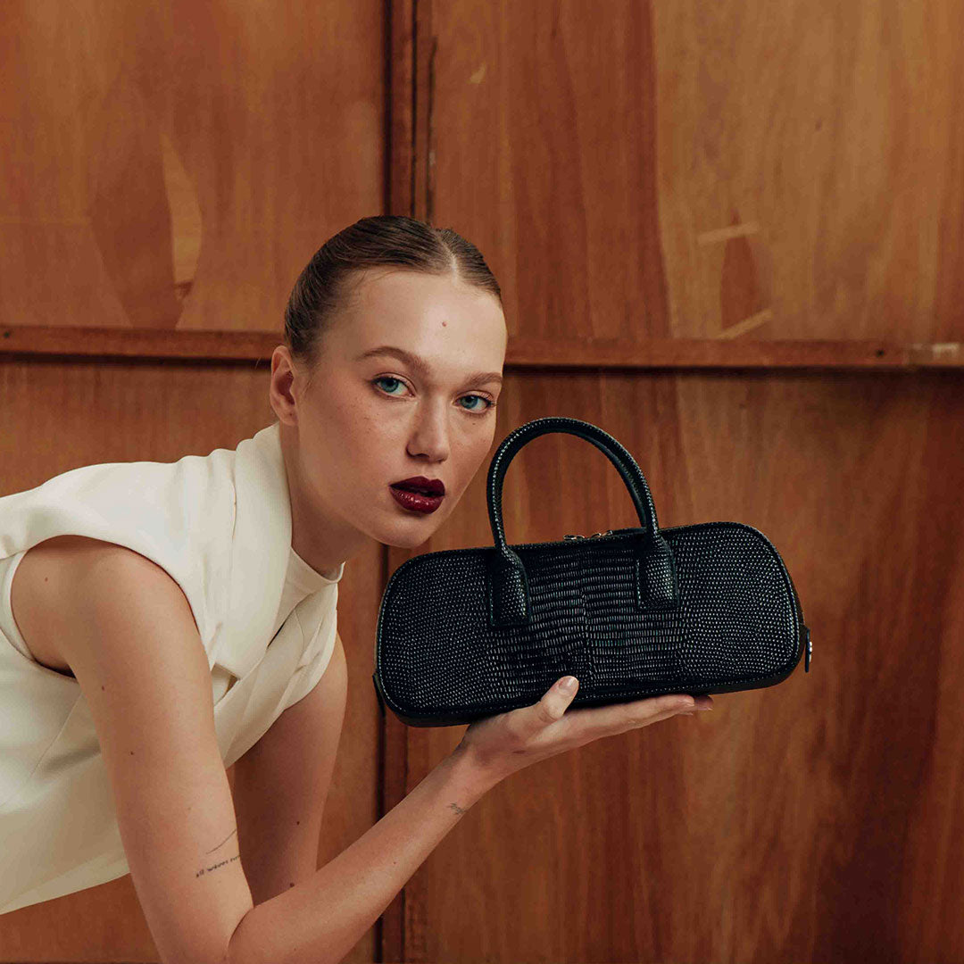 LUCCA STRETCH BLACK LIZARD